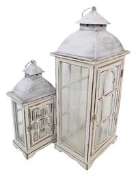 Folly Σετ Φαναράκια Μεταλλικά Λευκά 26x20x63εκ. 2τμχ Pakketo