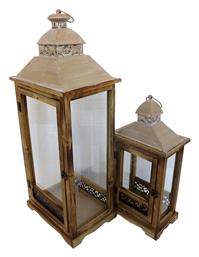 Retrica Σετ Φαναράκια Μεταλλικά Καφέ 30x22x75εκ. 2τμχ Pakketo