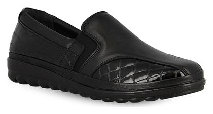 Δερμάτινα Γυναικεία Slip-On Μαύρα Parex