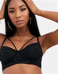 Peek & Beau Jessica' Mesh balcony lattice bra-Black από το Asos