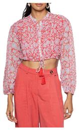 Γυναικείο Crop Top με Μανίκι 3/4 Καλοκαιρινό Floral Κόκκινο Pepe Jeans