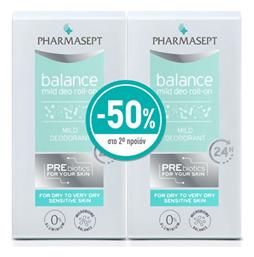 Balance Mild Deo Αποσμητικό 24h σε Roll-On Χωρίς Αλουμίνιο 2x50ml Pharmasept