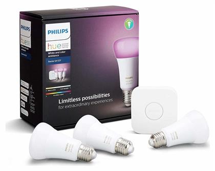 E27 A60 10W RGBW Dimmable Smart 3τμχ Philips