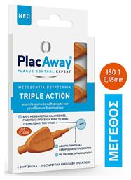 PlacAway Triple Action Μεσοδόντια Βουρτσάκια 0.45mm Πορτοκαλί 6τμχ