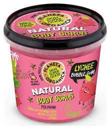 Natural Scrub Σώματος Lychee Bubble Gum για Λείανση 360ml Planeta Organica