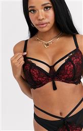 Pour Moi Imagine fuller bust half cup bra with strapping and tassel detail-Red από το Asos