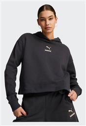 Cropped Γυναικείο Φούτερ με Κουκούλα Μαύρο Puma