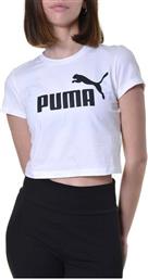 Essentials Slim Logo Κοντομάνικο Crop Top Λευκό Puma