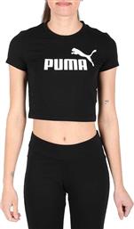 Essentials Slim Logo Κοντομάνικο Crop Top Μαύρο Puma