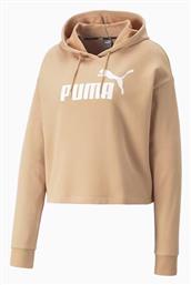 LOGO Cropped Γυναικείο Φούτερ με Κουκούλα Μπεζ Puma