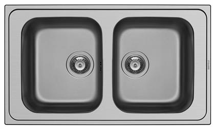 Athena Extra 2B Ένθετος Νεροχύτης Inox Σατινέ Μ86xΠ50cm Ασημί Pyramis