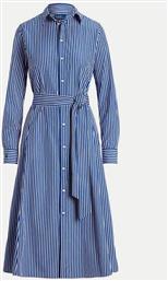 Ralph Lauren Midi Σεμιζιέ Φόρεμα Μακρυμάνικο Navy Μπλε