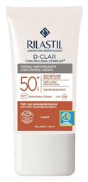 D-Clar Uniforming Αντηλιακή Κρέμα Προσώπου SPF50 με Χρώμα Light 40ml Rilastil