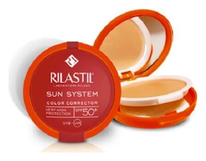 Sun System Uniforming Compact Αντηλιακή Πούδρα Προσώπου SPF50 με Χρώμα Beige 10gr Rilastil