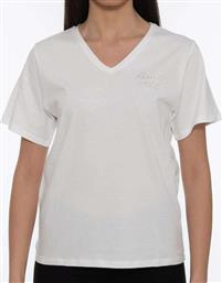 Russell Athletic Γυναικείο T-shirt Λευκό με Λαιμόκοψη V από το Zakcret Sports