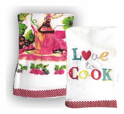 Love Cook Πετσέτα Κουζίνας από 100% Βαμβάκι 65x45cm 2τμχ Rythmos