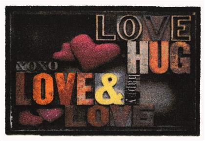 Πατάκι Εισόδου Μοκέτα με Αντιολισθητικό Υπόστρωμα Inspiration 995 Love&Hug Μαύρο 50x75εκ. Πάχους 8mm Sdim