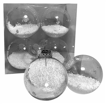Σετ 4 Μπάλες Πλαστικές Διάφανες 10cm - XMASfest