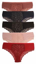 Donna Βαμβακερά Γυναικεία Brazil MultiPack με Δαντέλα Red/Pink/Black/Blue Sexen