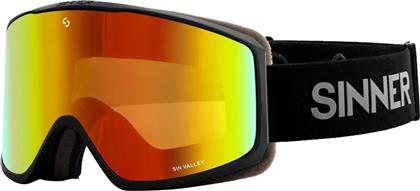 Sinner Sin Valley -18-10C18 Μάσκα Σκι & Snowboard Ενηλίκων με Φακό Καθρέπτη σε Πορτοκαλί Χρώμα