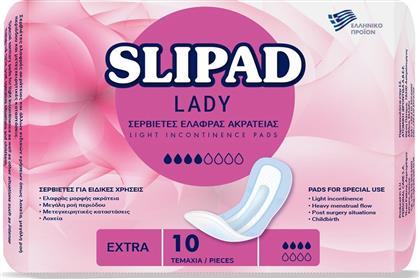 Slipad Lady Extra Γυναικείες Σερβιέτες Ακράτειας Κανονικής Ροής 4 Σταγόνες 10τμχ