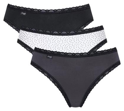 24/7 Weekend Tai Βαμβακερά Γυναικεία Slip 3Pack με Δαντέλα White/Black/Grey Sloggi