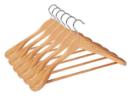 Κρεμάστρα Ντουλάπας για Παντελόνια Ξύλινη σε Ασημί Χρώμα CRSH06NL 6τμχ Songmics