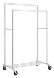 Τροχήλατη Κρεμάστρα Δαπέδου από Μέταλλο Λευκή 100x59x162cm Songmics