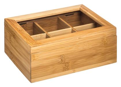Cuisine Κουτί Τσάι με Καπάκι Ξύλινο σε Μπεζ Χρώμα 22x16x8.7cm Spitishop