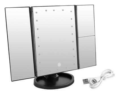 Καθρέπτης Μακιγιάζ Επιτραπέζιος με Φως Zoom x3 34.5x28cm Μαύρος SPM