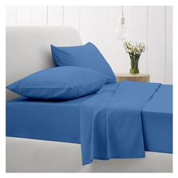 Σετ Σεντόνια Διπλά με Λάστιχο 150x205x30εκ. Cotton Feelings 104 Blue Sunshine