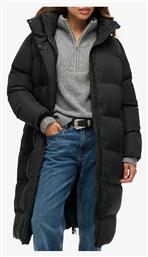 Μακρύ Γυναικείο Puffer Μπουφάν για Χειμώνα Black Superdry