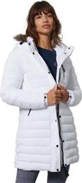 Superdry Super Fuji Μακρύ Γυναικείο Puffer Μπουφάν με Γούνινη Κουκούλα για Χειμώνα Λευκό από το HallofBrands