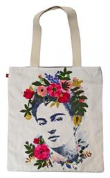 Frida Kahlo Βαμβακερή Τσάντα για Ψώνια σε Λευκό χρώμα Synchronia