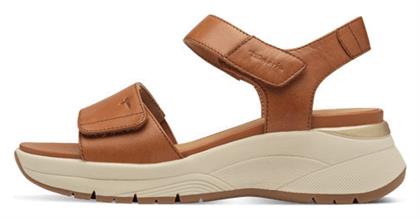 Δερμάτινα Γυναικεία Σανδάλια Flatforms σε Ταμπά Χρώμα Tamaris