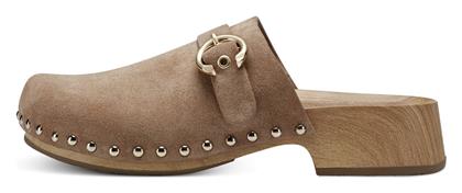 Δερμάτινα Mules με Χοντρό Χαμηλό Τακούνι Camel Suede Tamaris από το Z-mall