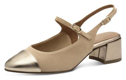 Suede Γόβες με Λουράκι & Χαμηλό Τακούνι Μπεζ Tamaris