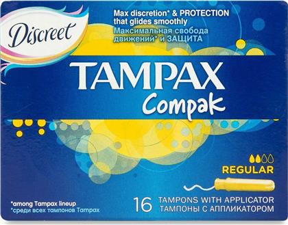 Tampax Compak Discreet Regular Tampons with Applicator για Κανονική Ροή 16τμχ