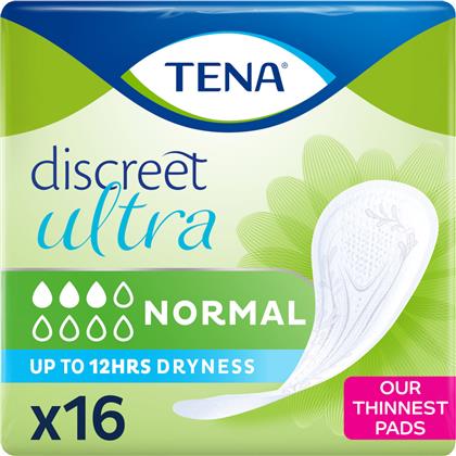 Tena Discreet Ultra Normal Γυναικείες Σερβιέτες Ακράτειας Κανονικής Ροής 3 Σταγόνες 16τμχ από το Pharm24