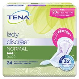 Lady Discreet Normal Γυναικείες Σερβιέτες Ακράτειας Κανονικής Ροής 3 Σταγόνες 24τμχ Tena