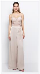 Γυναικεία Ψηλόμεση Υφασμάτινη Παντελόνα Loose Fit Κρεμ Toi&Moi