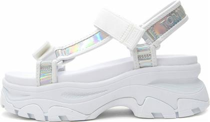Tommy Hilfiger Γυναικεία Σανδάλια Sporty Flatforms σε Λευκό Χρώμα από το Cosmossport