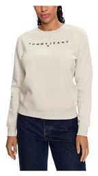 Linear Crew Neck Γυναικείο Μακρυμάνικο Πουλόβερ Βαμβακερό Μπεζ Tommy Hilfiger από το ProjectShops