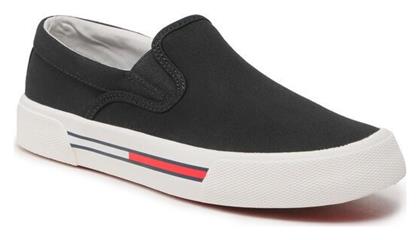 Πάνινα Γυναικεία Slip-On Μαύρα Tommy Hilfiger