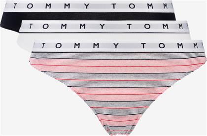 Tommy Hilfiger Βαμβακερά Γυναικεία String 3Pack White/Printed Stripe/Desert Sky από το Cosmossport