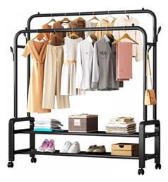 Τροχήλατη Κρεμάστρα Δαπέδου από Μέταλλο Μαύρη 110x55x160cm - Tradesor