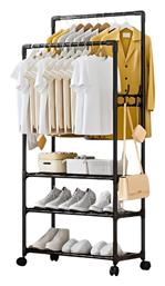 Τροχήλατη Κρεμάστρα Δαπέδου από Μέταλλο Μαύρη 56x170cm - Tradesor