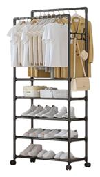 Τροχήλατη Κρεμάστρα Δαπέδου από Μέταλλο Μαύρη 56x188cm - Tradesor