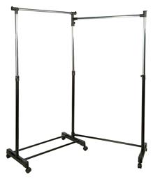 Τροχήλατη Κρεμάστρα Δαπέδου από Μέταλλο Πτυσσόμενη Μαύρη 162x168cm - Spitishop