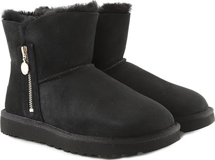 Bailey Zip Mini Γυναικεία Μποτάκια με Γούνα Μαύρα Ugg Australia